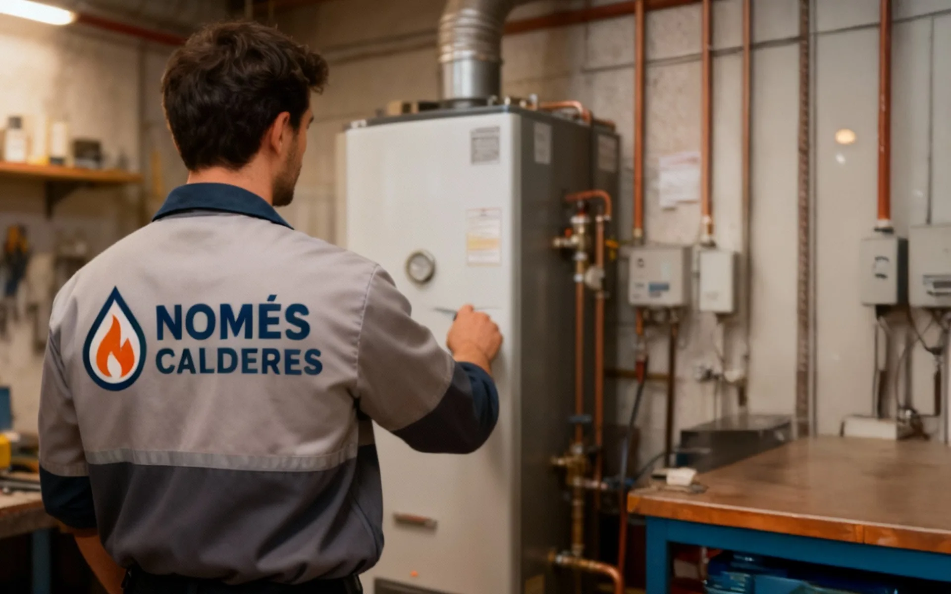 Técnico de Només Calderes trabajando en una caldera de gasóleo
